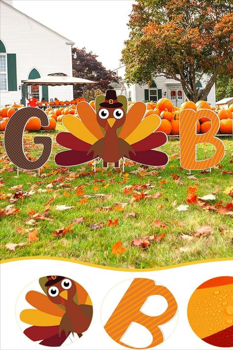 6 Pcs Thanksgiving Yard Sign Gobble Thanksgiving Outdoor Lawn Decorations Gobble Turkey Thanksgiving Decorations Cute Outside Turkey Decoration Thanksgiving... Outdoor Turkey Decorations Diy, Fall Party Decorations Outdoor, Turkey Decorations Diy, November Diy, Thanksgiving Turkey Decor, Outdoor Columns, Outdoor Thanksgiving, Fall Party Decorations, Turkey Decor