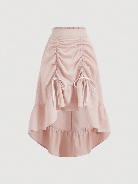 SHEIN MOD Women's Pleated High-Low Hem SkirtI discovered amazing products on SHEIN.com, come check them out! Pink Ruffle Skirt, Cloth Ideas, Fairy Outfit, Fairy Skirt, Ruched Skirt, High Low Skirt, Women Skirts, Hem Skirt, Modest Fashion Outfits