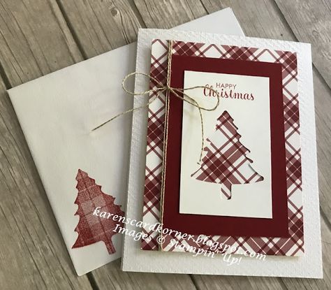 Plaid Christmas Card Ideas, Stampin Up Plaid Tidings Dsp Cards, Plaid Cards Handmade, Sizzix Christmas Cards Ideas, 2023 Stampin Up Christmas Cards, Scrapbooking Christmas Cards, Plaid Christmas Cards, Plaid Cards, Plaid Christmas Card