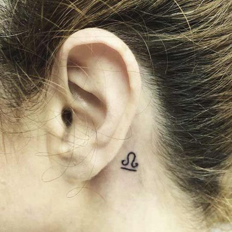 Libra Tattoo Designs, Back Ear Tattoo, Libra Tattoos, Libra Zodiac Tattoos, Small Symbol Tattoos, Behind Ear Tattoos, Small Shoulder Tattoos, Horoscope Tattoos, Libra Tattoo