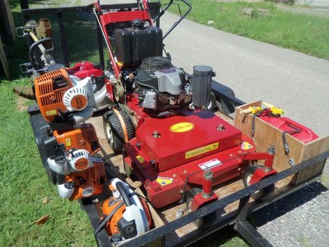 Lawn Care Trailer Setup, Trailer Workshop, Lawn Trailer, Lawn Striping, Canopy Camping, Ute Canopy, Landscape Trailers, Lawn Mower Trailer, Mobile Workshop