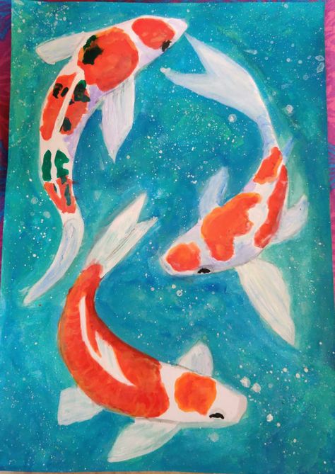 Sea Life Painting Acrylic, Ocean Paintings, Animal Paintings Acrylic, Underwater Fish, Orange Fish, Dorm Posters, Sea Painting, Ocean Painting, Fish Painting