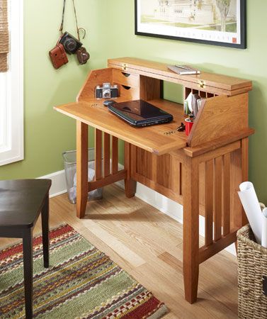 Notebook Computer Desk | Woodsmith Plans Desk Woodworking, Kids Woodworking Projects, Woodworking Desk Plans, Woodworking Plans Patterns, Organize Life, Woodworking Plans Pdf, Woodworking Desk, Woodworking Projects Furniture, Woodworking Plans Beginner