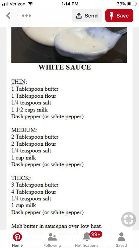 White sauce White Sauce Recipe, Bechamel Sauce Recipe, White Sauce Recipes, Homemade Sauce Recipes, Homemade Condiments, Alfredo Sauce Recipe, Homemade Gravy, Marinade Sauce, Gravy Sauce