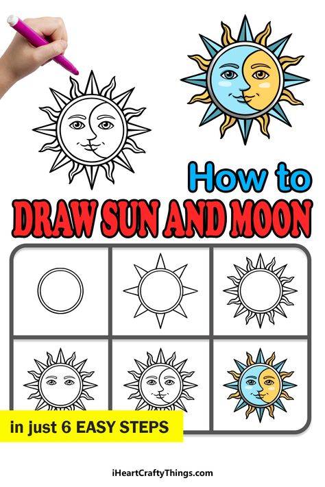 How To Draw A Sun Step By Step, How To Draw The Sun, How To Draw Sun, Cool Sketch Ideas Easy Step By Step, Sun And Moon Drawing Paintings, Easy Trippy Things To Draw Step By Step, Sun And Moon Drawing Easy, How To Draw A Sun, Trippy Drawing Ideas Easy Step By Step