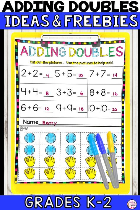 Adding Doubles Activities free Double Facts First Grade, Teaching Doubles First Grade, Doubles Activities, Doubles Facts Activities, Doubles Math, Teaching Doubles, Doubles Addition, Daily 3 Math, Ideas For The Classroom