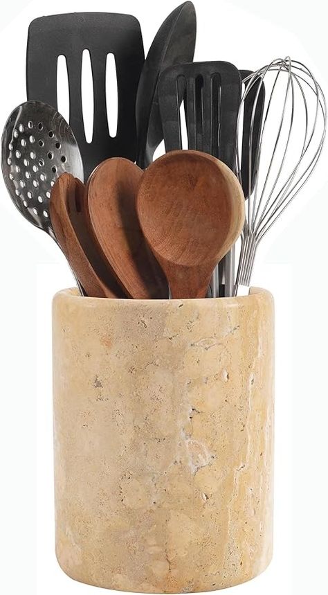 Amazon.com: SPESHSTONES Travertine Marble Handmade Kitchen Utensil Holder - Countertop Organizer - 5.5"x6.5" Cutlery Holders – Home & Kitchen Accessories : Home & Kitchen Travertine Marble, Countertop Organizer, Handmade Kitchen, Kitchen Utensil Holder, Cutlery Holder, Handmade Kitchens, Kitchen Utensil, Utensil Holder, Kitchen Items