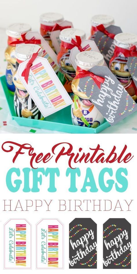 Free Printable Happy Birthday Tags for Gifts or small party treats and favors Happy Birthday Treats Gift Ideas, Birthday Tags For School Treats, Staff Birthday Treat Ideas, Happy Birthday Gift Tags Printable Free, Birthday Gifts Homemade, Class Birthday Treats, Classroom Birthday Treats, Bday Treats, Snacks School