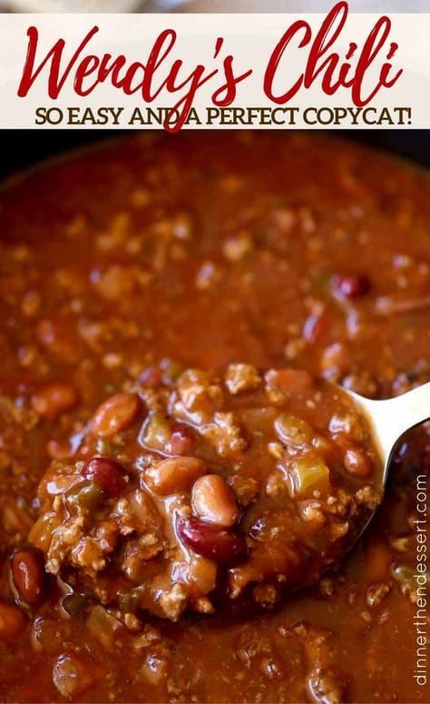 An amazing Wendy's Chili Copycat! Wendy's Chili, Wendys Chili Recipe, Chilli Recipe, Chili Recipe Crockpot, Best Chili Recipe, Chili Soup, Easy Chili, Chilli Recipes, Chili Recipe Easy