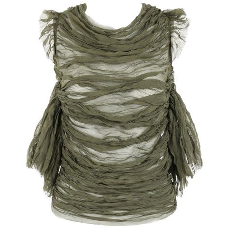 Alexander Mcqueen S/s 2003 "irere" Olive Green Silk Chiffon Lace Back Blouse Faerie Clothes, Silk Chiffon Blouse, Olive Green Blouse, Overlay Blouse, Chiffon Ruffle, Green Top, Green Silk, Chiffon Blouse, Chiffon Lace