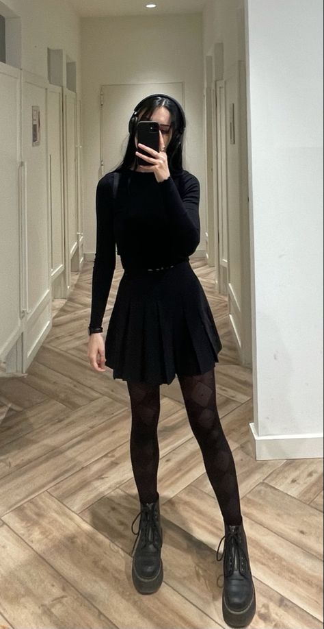 Winter Outfit Edgy, Gothic Aesthetic Outfit Winter, Elegant Emo Outfit, Goth Holiday Party Outfit, Soft Goth Fashion Aesthetic, Modern Gothic Aesthetic Clothes, Upscale Goth Outfits, All Black Outfits Grunge, Weird Sisters Aesthetic