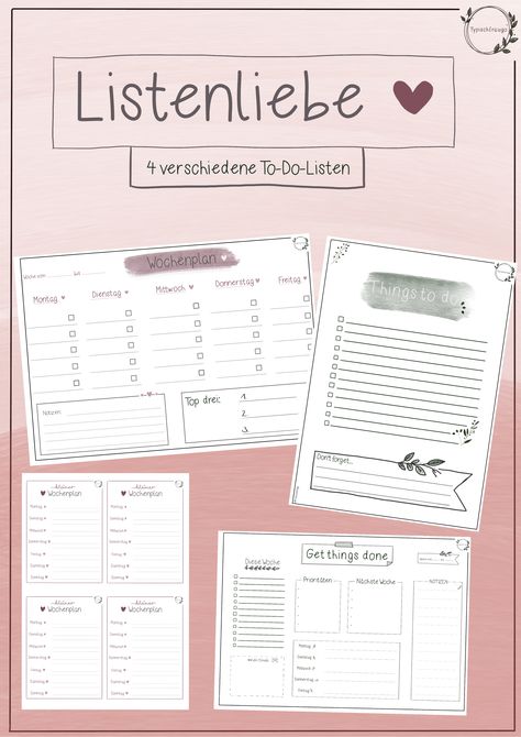 To-Do-Listen_Listenliebe To Do Listen, Daily Work Planner, Phönix Tattoo, Budget Planner Free, Printable Habit Tracker, Weekly Planner Inserts, Free Wedding Planner, Daily Schedule Planner, Time Management Techniques