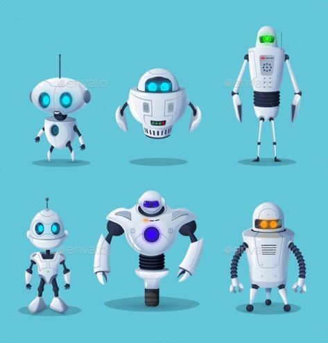 Technology Character Design, Cute Robot Design, Robot Animation, Robot Designs, Habitats Projects, Vector Robot, Robot Design Sketch, Robot Game, Science Design