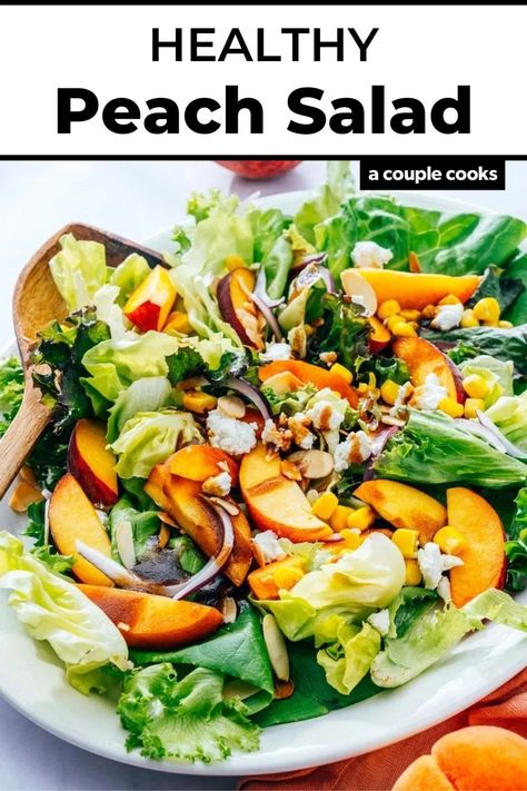 Peach Salad Recipe, Salad Station, Peach Salad Recipes, Recipes Side Dishes, Winter Salad Recipes, A Couple Cooks, Grilled Corn Salad, Balsamic Vinaigrette Dressing, Salad Diet