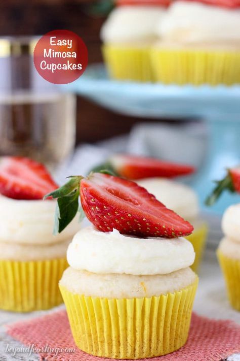 Easy Mimosa Cupcakes Mimosa Cupcakes, Easy Mimosa, Rainbow Bread, Beyond Frosting, Boozy Cupcakes, Champagne Cupcakes, Fun Cupcake Recipes, Cream Frosting, Cupcake Liners