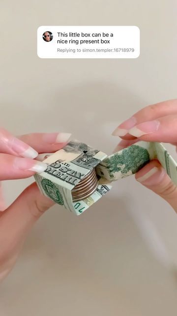 Folding Money For Gifts, Folded Dollar Bills Easy, Diy Money Box Ideas, Folding Dollar Bills, Money Origami Easy, Money Box Diy, Fold Dollar Bill, Ring Boxes Diy, Money Folding