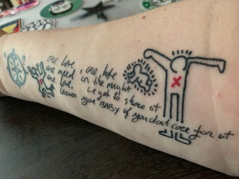 U2 Tattoo, Keith Haring Artwork, Artwork Tattoo, One Tattoo, Definitely Maybe, Keith Haring, First Tattoo, Infinity Tattoo, Jesus Fish Tattoo