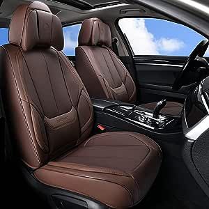 Coverado Front and Back Seat Covers 5 Pieces, Waterproof Nappa Leather Auto Seat Protectors Full Set with Head Pillow, Universal Car Accessories Fit for Most Sedans SUV Pick-up Truck, Brown Head Pillow, Back Seat Covers, Seat Protector, Sedans, Back Seat, Seat Covers, Nappa Leather, Full Set, Car Accessories