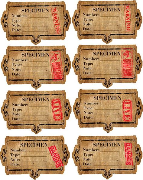 Specimen Labels Free Printables, Fairy Specimen, Specimen Labels, Specimen Cards, Halloween Apothecary Jars, Halloween Apothecary, Potion Labels, Apothecary Labels, Journal Embellishments