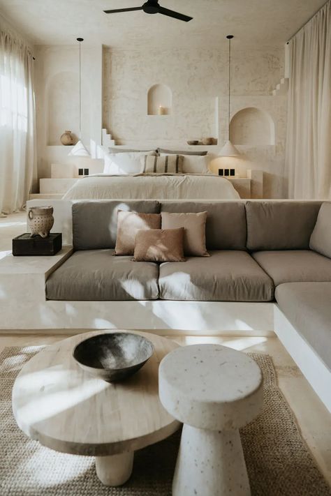 Tulum Decor, Mediterranean Apartment, Serene Design, Latest Sofa Designs, Mediterranean Interior, Interior Design Per La Casa, Corner Sofa Set, Design Apartment, Quintana Roo