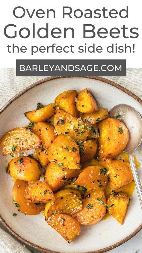 Roasted Yellow Beets, Golden Beets Recipe, Beats Recipe, Thanksgiving Dinner Sides, Roasted Beets Recipe, Roasted Golden Beets, Easy Thanksgiving Dinner, Golden Beets, Favorite Salad