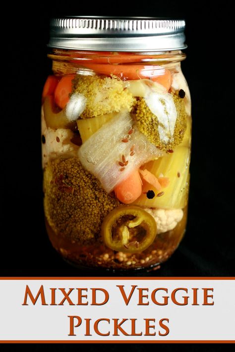 Pickled Broccoli Recipe, Canning Broccoli, Pickles Recipes, Pickled Vegetables Recipe, Pickled Cauliflower, Mixed Pickle, Celery Recipes, Pressure Canning Recipes, Canning Pickles