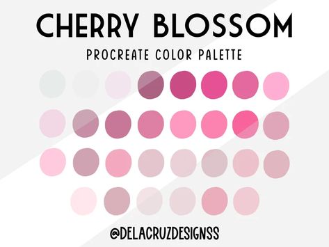 Cherry Blossom Procreate, Cherry Blossom Color Palette, Blossom Color Palette, Cherry Blossom Color, Procreate Swatches, Aesthetic Paint, Procreate Palette, Coloring Stuff, Procreate Ipad Tutorials