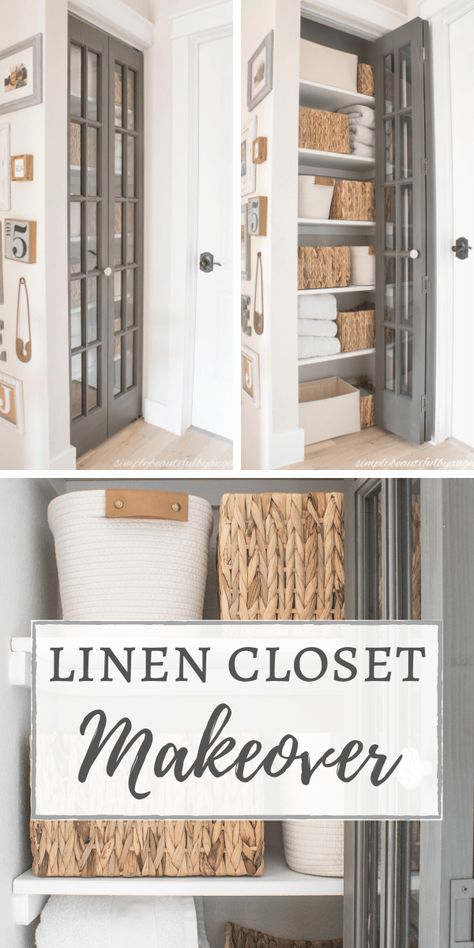 Linen Closet Makeover | Simply Beautiful By Angela Organizing Linen Closet, Linen Closet Design, Modern Cozy Home, Closet Conversion, Linen Closet Makeover, Small Linen Closets, Bathroom Linen Closet, Linen Closet Storage, Airing Cupboard