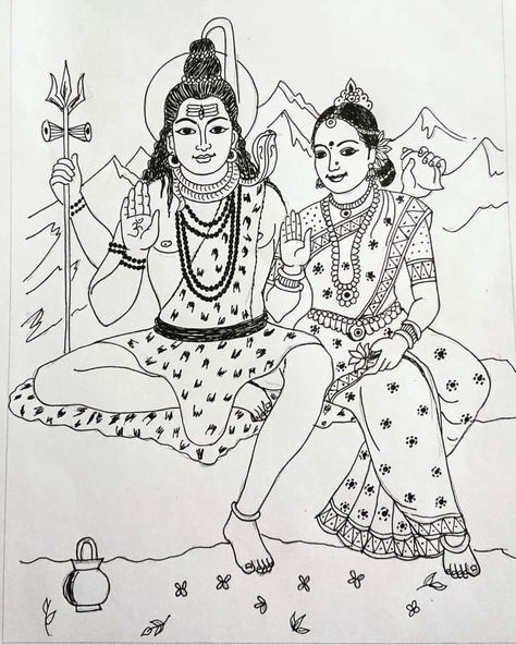 Ganesha Sketch, Tripura Sundari, Sri Chakra, Temple Drawing, Shiva Sketch, Disney Character Drawings, Pencil Drawing Images, Ancient Drawings, Shiva Parvati