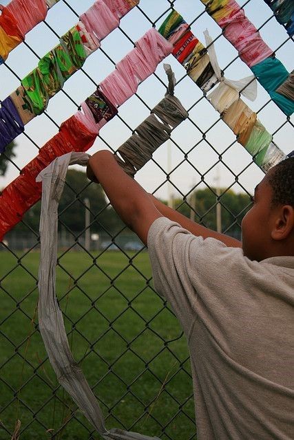 Six Fun and Funky Ways to Transform your Chain Link Fencing | Warefence Fence Weaving, Fence Fabric, Fence Art, Outdoor Classroom, School Garden, Chain Link Fence, Outdoor Learning, Collaborative Art, Recycled Art