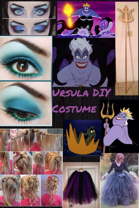 Complete DIY Ursula Costume Disney Ursula Costume Diy, Womens Ursula Costume Diy, Diy Ursella Costume, Adult Ursula Costume Diy, Diy Ursula Costume Women Easy, Ursella Costume Diy, Ursula Crown Diy, Ursula Hair Diy, Ursella Costume