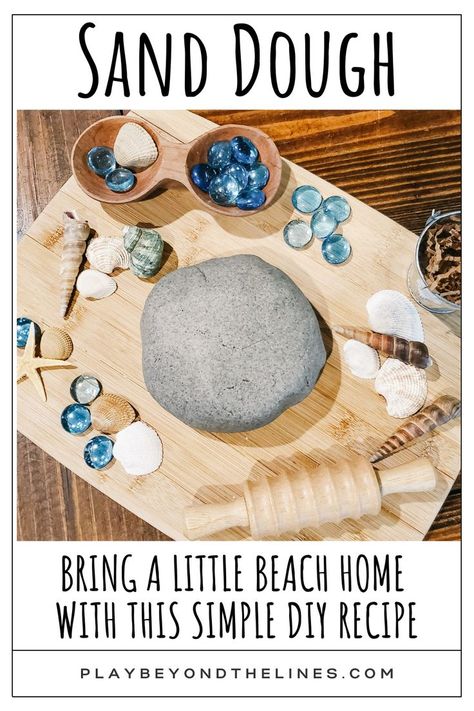 Bring a little bit of the beach home with you with this simple sand dough recipe. You’ll have the gritty texture to play with minus the sand in every corner of your home. Add simple elements for hours of enjoyment. Sand Dough, Beach Home, Dough Recipe, Nature Crafts, Sensory Play, Diy Food Recipes, The Sand, Washer Necklace, To Play