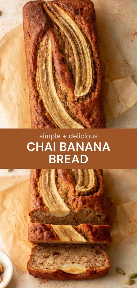 This chai banana bread is soft and moist and features masala chai spices! It’s the perfect cosy recipe to bake this weekend. Chai Banana Bread, Banana Bread Moist, Diy Spice Mix, Sweet Banana Bread, Chai Spices, Chai Recipe, Diy Spices, Moist Banana Bread, Vanilla Greek Yogurt