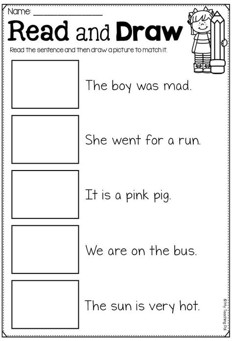 Read And Draw Worksheet. This Read And Understand Worksheet Pack Is A 1EE Read And Match Worksheet, Kindergarten Binder, Match Worksheet, Brain Exercises, Learn Alphabet, Cvc Activities, English Worksheets For Kindergarten, Preschool Reading, 1st Grade Writing