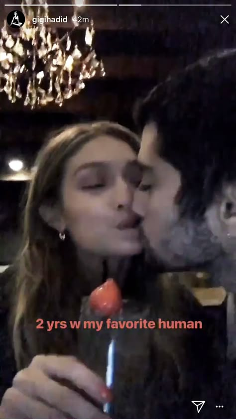 Gigi Hadid Zayn Malik Celebrate Two-Year Anniversary With a Kiss 2 Year Anniversary Quotes, Gigi Hadid Zayn Malik, Gigi Hadid Zayn, Anniversary Quotes For Him, Gigi Hadid And Zayn, Boyfriend Instagram, Anniversary Boyfriend, Two Year Anniversary, Instagram Couples