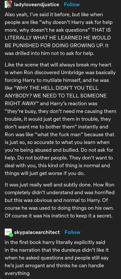 Traumatized Harry Potter, Hogwarts Funny, Harry Potter Ao3 Recs, Muggleborn Slytherin Headcanon, Harry Potter Tumblr Posts, Battle Of Hogwarts Headcanons, Greek Memes, Lgbtq Harry Potter Headcannons, Funny Tumblr