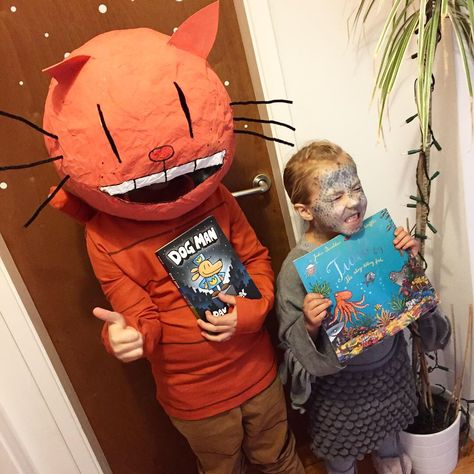 Tiddler costume and Petey costume from Dogman. World book day Lil Petey Costume Dog Man, Dogman Costume Kids Diy, Kids Book Character Costumes, Pete The Cat Costume, Children's Book Characters, Book Costumes, World Book Day Costumes, Book Character Costumes, Book Day Costumes