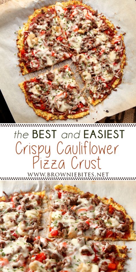 Easy Cauliflower Pizza Crust, Low Carb Veggie, Seafood Pizza, Crispy Cauliflower, Cauliflower Pizza Crust Recipe, Cauliflower Pizza Crust, Riced Cauliflower, Low Fat Low Carb, Cauliflower Rice Recipes