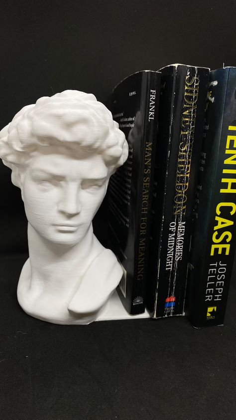 David by Michelangelo Statue Bookend / 3D Printed | Etsy 3d Printed Book Ends, Healthy Manifestation, The Witcher Book Series, Michelangelo Statue, David By Michelangelo, White Statue, The Witcher Books, Female Torso, Print Display