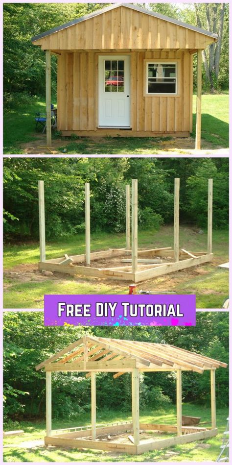 Diy Cabins, Shed Diy, Garden Shed Diy, Mini Cabin, Cabin Diy, Wood Cabin, Diy Cabin, Diy Budget, Building A Fence