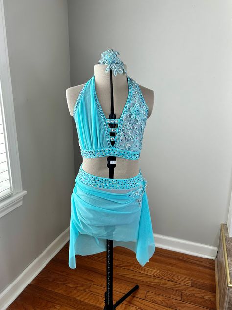 2 Piece Dance Costumes, Blue Lyrical Dance Costumes, Laura Baker, Contemporary Dance Outfits, Lyrical Dance Costumes, Pretty Dance Costumes, Contemporary Dance Costumes, Custom Dance Costumes, Dance Costumes Lyrical