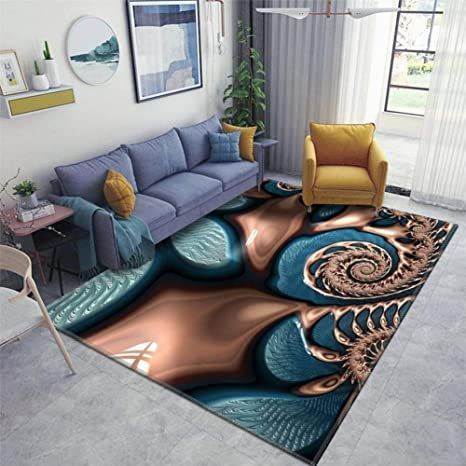 Violetatelier Home Area Rug, Teal and Chocolate Swirl Blue Brown Fractal Spirals Rugs for Living Room Bedroom Dining Room Playroom Sofa Indoor, 63x94 Inch Playroom Sofa, Dining Room Playroom, Turquoise Living Room Decor, Living Room Turquoise, Fringe Rugs, Living Room Design Inspiration, White Pictures, Chocolate Swirl, Well Woven