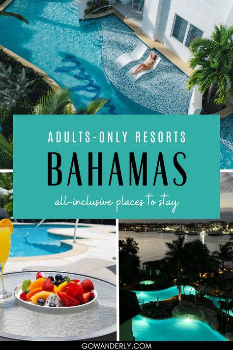 4 of the best adult-only all-inclusive resorts in the Bahamas, perfect for a romantic getaway. Bahamas Honeymoon, Bahamas Resorts, Cancun All Inclusive, Best All Inclusive Resorts, Bahamas Travel, Bahamas Vacation, Vacation Locations, Aesthetic Journal, All Inclusive Vacations