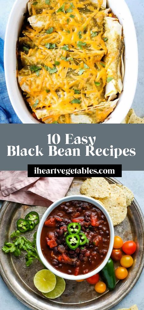 Looking for new ways to use black beans? I’ve got you covered! This pantry staple can be used for everything from soups, to salads, to brownies. (Yes, brownies!) So read on to find new black bean recipes! Black Bean Mushroom Recipes, Recipes Using Black Beans, Black Bean Pasta, Easy Black Bean Soup, Meatless Burgers, Black Bean Soup Recipe, Black Bean Enchiladas, Veggie Tacos, Dried Black Beans