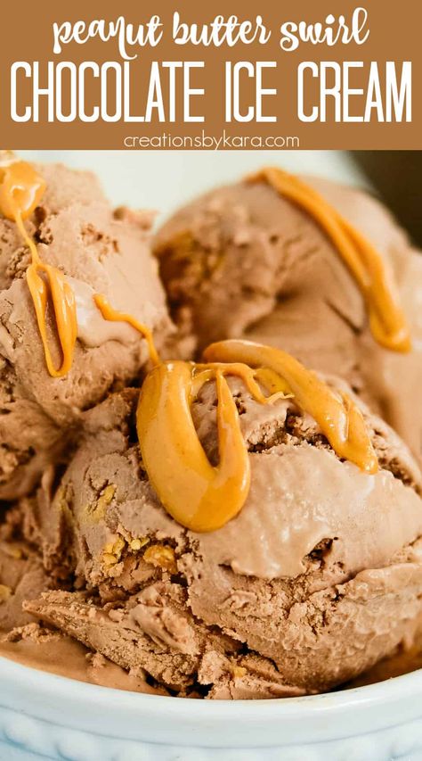 Chocolate Peanut Butter Ice Cream Recipe, Peanut Butter Ice Cream Recipe, Chocolate Peanut Butter Ice Cream, Chocolate Ice Cream Recipe, Donut Ice Cream, Butter Ice Cream, Cream Custard, Ice Cream Maker Recipes, Peanut Butter Ice Cream