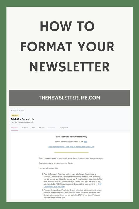 How To Format Your Newsletter https://thenewsletterlife.com/how-to-format-your-newsletter/ How To Write A Newsletter, Newsletter Format, Newsletter Layout, Clean Fonts, Long Paragraphs, Creating A Newsletter, Tech Startups, Custom Templates, Social Media Tips