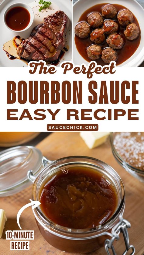 Bourbon Sauce Recipe Bourbon Steak Sauce Recipes, Sweet Bourbon Sauce, Bourbon Sauce For Steak, Bourbon Steak Sauce, Bourbon Glaze Sauce, Brown Sauce Recipe, Bourbon Steak Recipe, Bourbon Sauce Recipe, Bourbon Barbecue Sauce