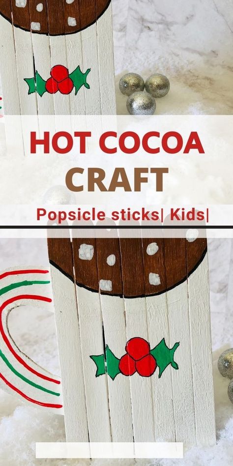 Hot Cocoa Craft with Popsicle Sticks Hot Cocoa Craft, Craft With Popsicle Sticks, Homemade Christmas Gift, Gifts From The Heart, Christmas Crafts For Toddlers, Christmas Crafts For Kids To Make, Stick Crafts, Cards Making, Bear Crafts