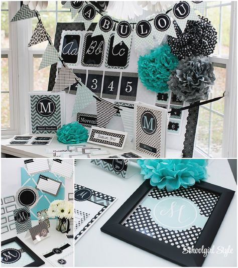 Gray Classroom Theme, Turquoise And Black Classroom, Chevron Classroom Decor, Classroom Decor Middle, Classroom Decor High School, Classroom Makeover, 4th Grade Classroom, Classroom Decor Themes, High School Classroom