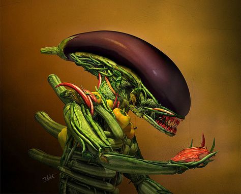 (Alien) Salad
Imagen original de Till Nowak
Original image by Till Nowak Guiseppe Arcimboldo, Giuseppe Arcimboldo, Art Alien, Horror Vintage, Food Sculpture, Creative Food Art, Aliens Movie, Unusual Art, Creative Food